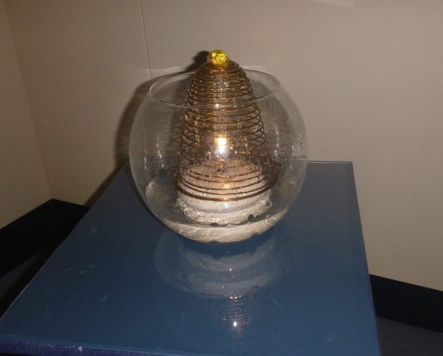 water spiral in glass bowl