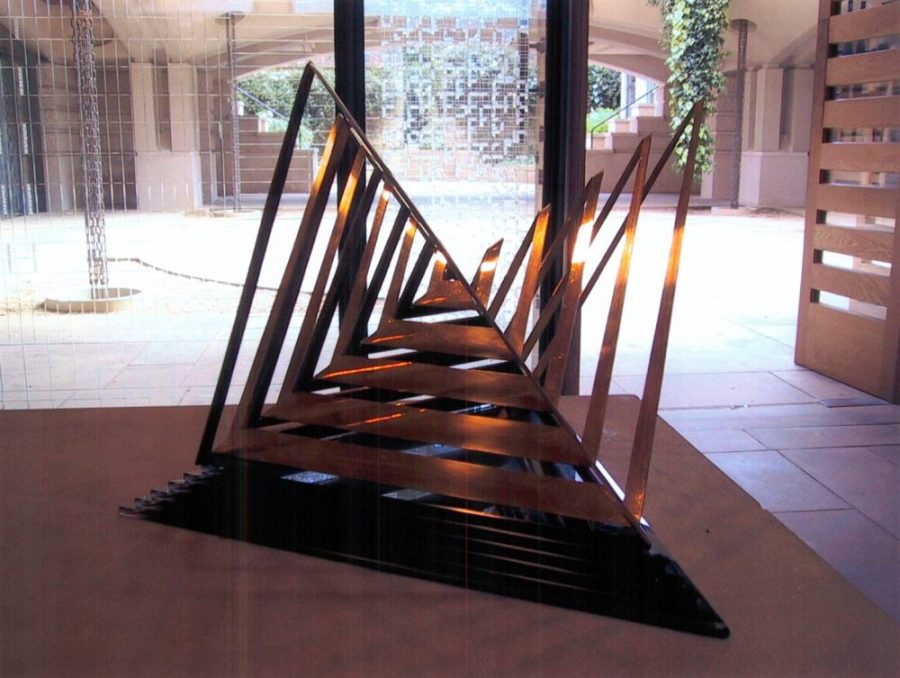 Geometric sculpture on site at St John's