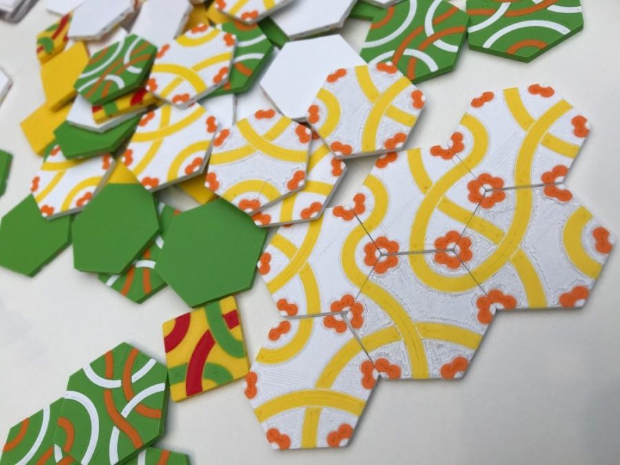 3D printed hexagonal and square tiles